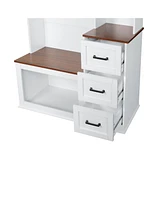 Entryway Hall Tree: Bench, Rack, Shelves, Drawers