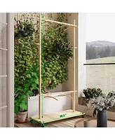 Solid Wood Clothes Drying Rack with Hangers & Wheels