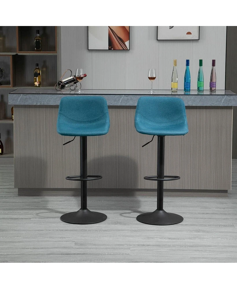 Set of 2 Adjustable Swivel Bar Stools with Backrest, Upholstered Counter Chairs for Kitchen Bar-The Pop Home
