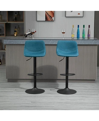 Set of 2 Adjustable Swivel Bar Stools with Backrest, Upholstered Counter Chairs for Kitchen Bar-The Pop Home