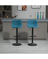 Set of 2 Adjustable Swivel Bar Stools with Backrest, Upholstered Counter Chairs for Kitchen Bar-The Pop Home