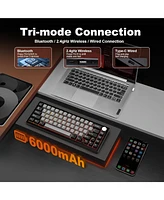 Yunzii AL68 Wireless Mechanical Keyboard,Full Aluminum Cnc,60% Layout with Knob, Qmk/Via Software,Gasket Mounted,Hot Swappable,Rgb Backlit,Bt/2.4G/Usb