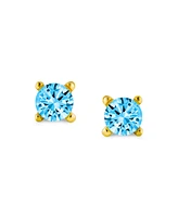 Bling Jewelry Minimalist Tiny .25CT Solitaire Cubic Zirconia Stud Earrings Gold Plated Sterling Silver Screw back