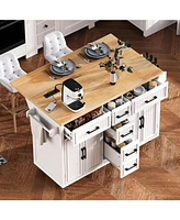 Rolling Kitchen Island with Drop Leaf & Storage