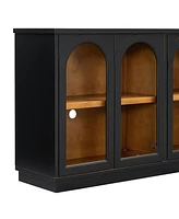Arched Buffet Cabinet with Glass Doors & Storage