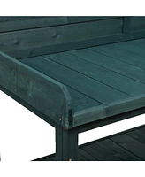 65" Rustic Farmhouse Potting Bench - Outdoor Workstation