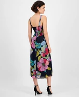 Robbie Bee Women's Printed Faux Sarong Midi Dress