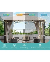 10x12 Metal Grill Gazebo with Net & Curtains
