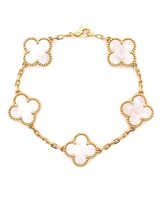 Pre-Owned Van Cleef & Arpels Vintage Alhambra 5 Motifs Bracelet 18K Gold and Mother of Pearl