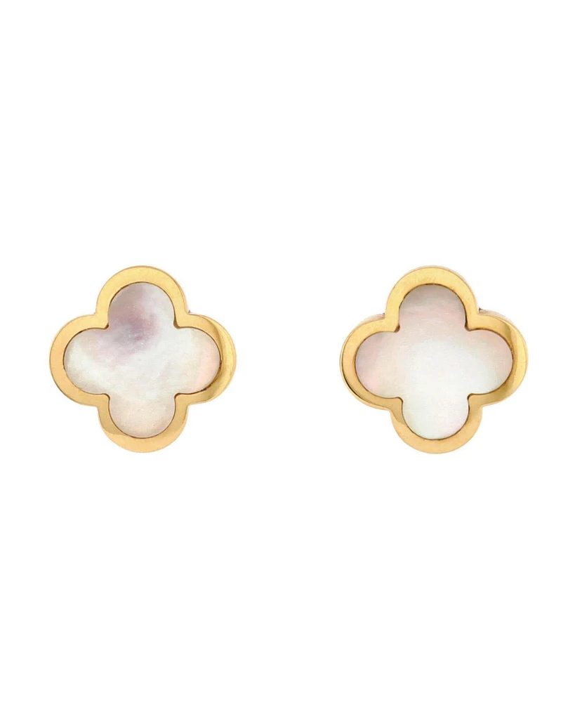 Pre-Owned Van Cleef & Arpels Pure Alhambra Stud Earrings 18K Gold and Mother of Pearl