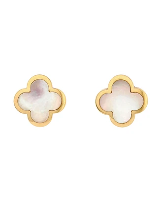 Pre-Owned Van Cleef & Arpels Pure Alhambra Stud Earrings 18K Gold and Mother of Pearl