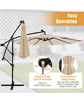 10 Feet Solar Offset Hanging Umbrella with 40 Lamp Beads and Solar Panel