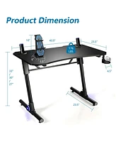 43.5 Inch Height Adjustable Gaming Desk with Blue Led Lights