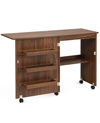Folding Sewing Craft Table Shelf Storage Cabinet Home Furniture
