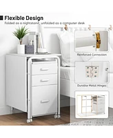 Home Office Folding Computer Laptop Desk Wheeled with 3 Drawers