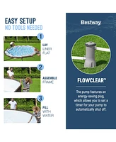 Bestway Power Steel 14' x 42" Above Ground Outdoor Swimming Pool Set with Pump