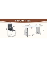 Snow Mountain Table & 4 Black Pu Chairs