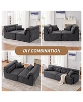 Gray 4-Seater Compression Sofa with Pillows