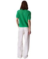Calvin Klein Jeans Women's Cotton Open-Stitch Short-Sleeve Sweater