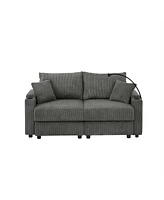 Modern Loveseat with Storage, Cup Holders, & Charging Ports