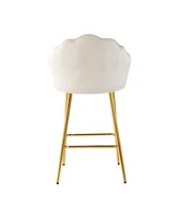 Stylish Velvet Metal Leg Glass Countertop Bar Chairs (Set of 5)