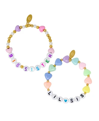Zomi Gems Girls Sister/Lil Sis Hearts Bracelet Set