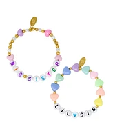Zomi Gems Girls Sister/Lil Sis Hearts Bracelet Set