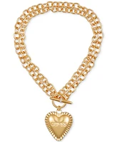 Guess Gold-Tone Heart Double Chain 18" Pendant Necklace