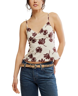 Free People Women's Susie Printed V-Neck Sleeveless Top