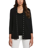 Rafaella Petite Cardigan Crew Neck Sweater
