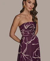 Donna Karan New York Women's Printed Strapless Gown