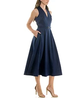 Taylor Women's Sleeveless Belted Mikado A-Line Dress