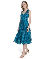 Eliza J Women's Embroidered-Mesh Sleeveless Fit & Flare Dress