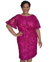 Jessica Howard Plus Soutache Lace Flutter-Sleeve Dress