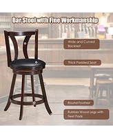 Sugift 24 Inch Set of 2 Swivel Bar Stools Bar Height Chairs with Rubber Wood Legs