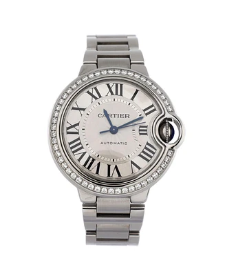 Pre-Owned Cartier Ballon Bleu de Cartier Automatic Watch in Stainless Steel with Diamond Bezel 33mm