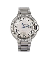 Pre-Owned Cartier Ballon Bleu de Cartier Automatic Watch in Stainless Steel with Diamond Bezel 33mm