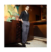 Campus Sutra Men's Ash Grey Micro-Waffle Chino Trousers