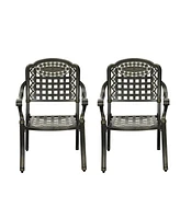 7pcs Outdoor Furniture Set Cast Aluminium Patio Dining Set 6 Outdoor Dining Chairs and 71 Inches Rectangular Dining Table for Balcony Porch Backyard G