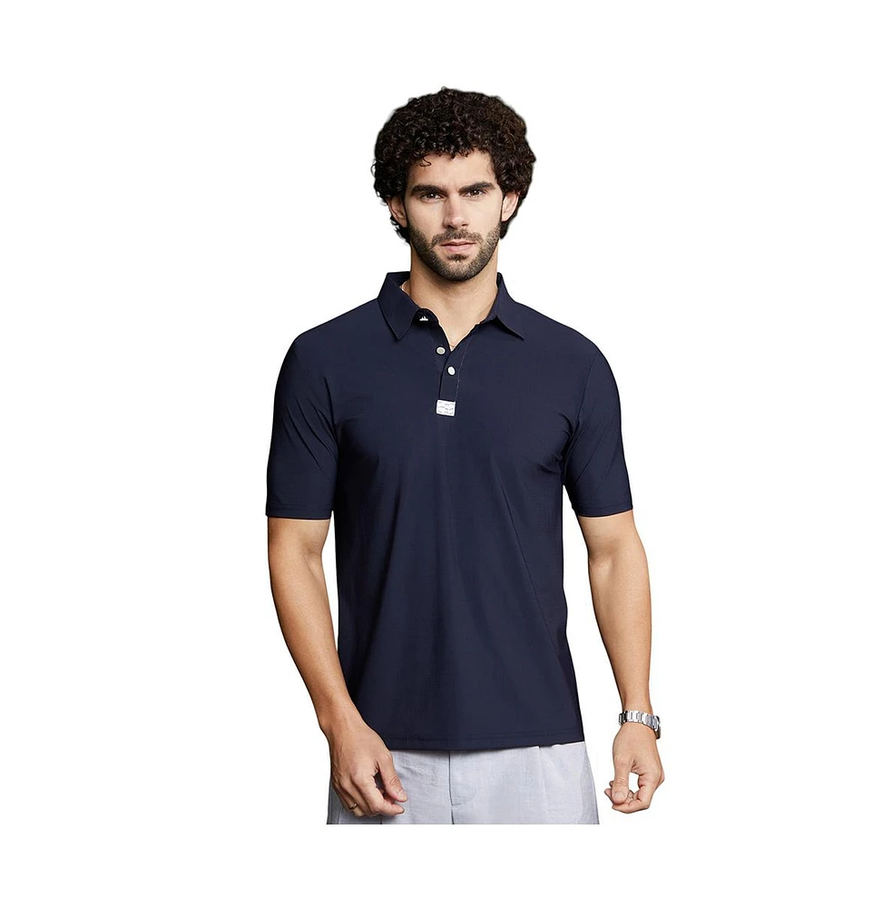 Campus Sutra Men's Navy Blue Seamless Waffle Polo T-Shirt