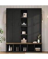Farmhouse Hall Tree with Bench & Storage