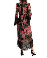 Tadashi Shoji Women's Mair Floral Print Tassel Fringe Wrap Dress