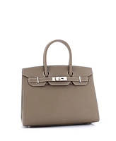 Pre-Owned Hermes Birkin 30 Handbag Grey Epsom with Palladium Hardware