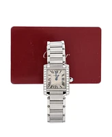 Pre-Owned Cartier Tank Francaise Quartz Watch in Stainless Steel with Diamond Bezel 20mm