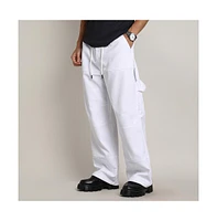 Campus Sutra Men's Chalk White Relaxed-Panel Cargo Trousers