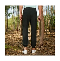 Campus Sutra Men's Obsidian Black Solid Belted Trousers