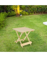 Folding Square Patio Table - Solid Wood