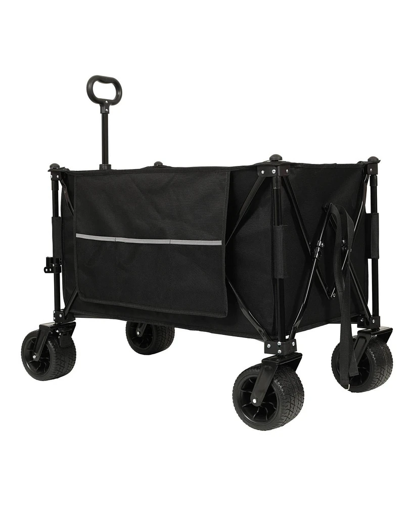 Collapsible Folding Wagon, 480lb, All-Terrain Wheels, Black