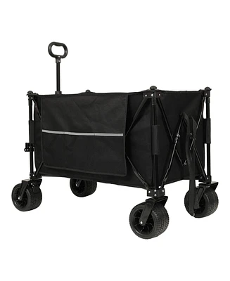 Collapsible Folding Wagon, 480lb, All-Terrain Wheels, Black