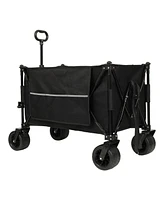 Collapsible Folding Wagon, 480lb, All-Terrain Wheels, Black